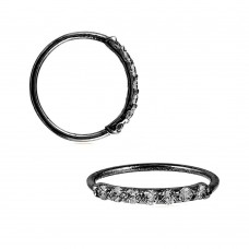 Black IP Plated Sterling Silver 7 CZ Hoop Endless Nose Ring 20g